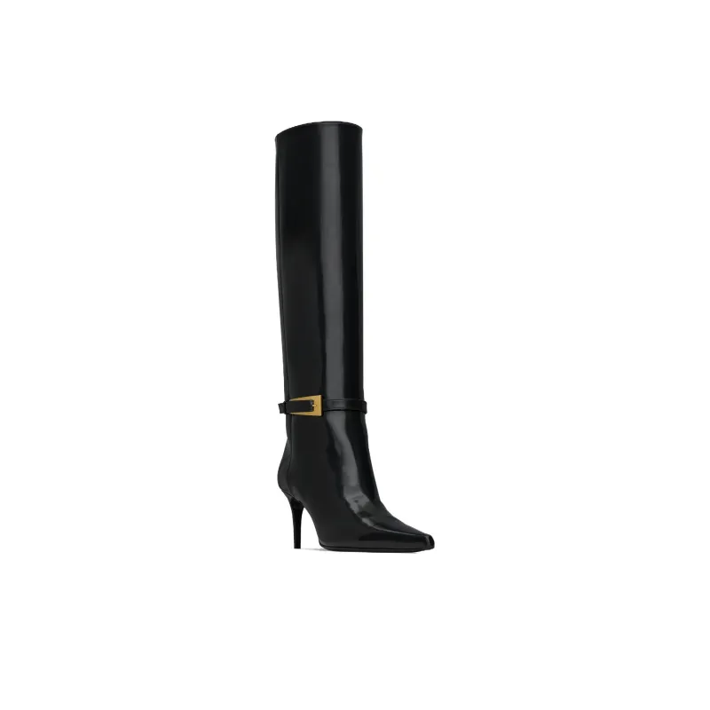 SAINT LAURENT Buckle Leather Boots-2