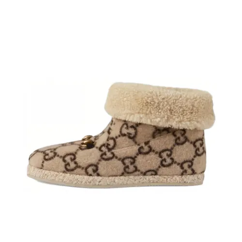 GUCCI GG Ankle Boots Women's Beige Brown