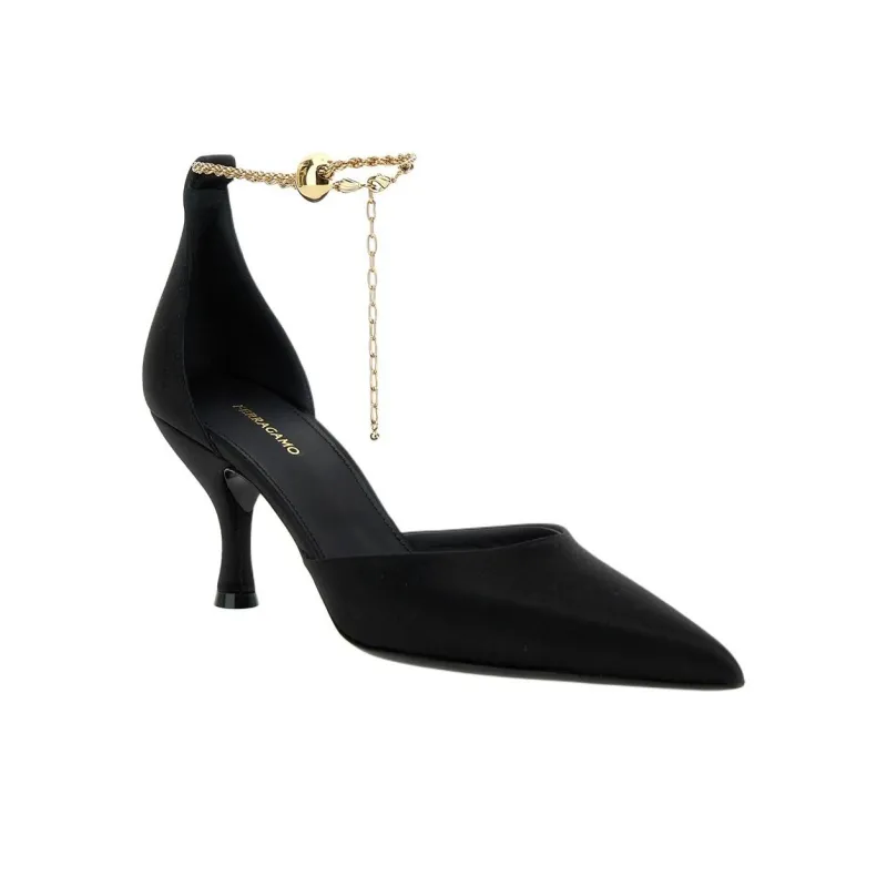 FERRAGAMO 70mm Cable-link Chain Satin-finish Pumps-2