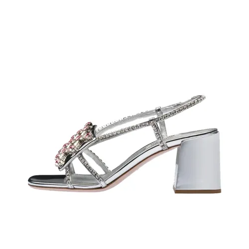 MIU MIU Chunky Heel High Heels 6.5cm Women's Silver