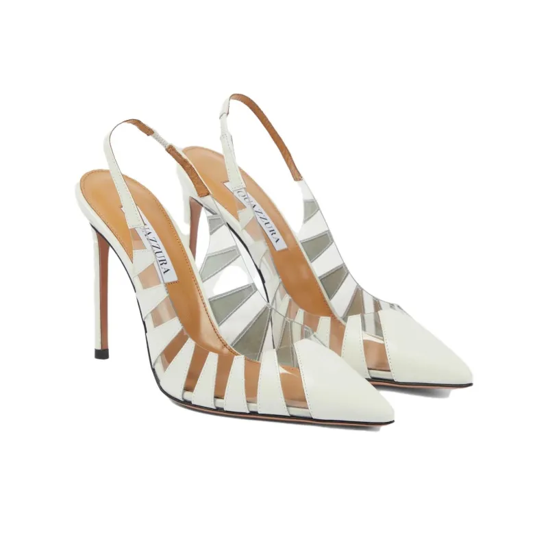 AQUAZZURA Hot Rumor Sling Slim Heel High Heels 10.5cm Women's White-3