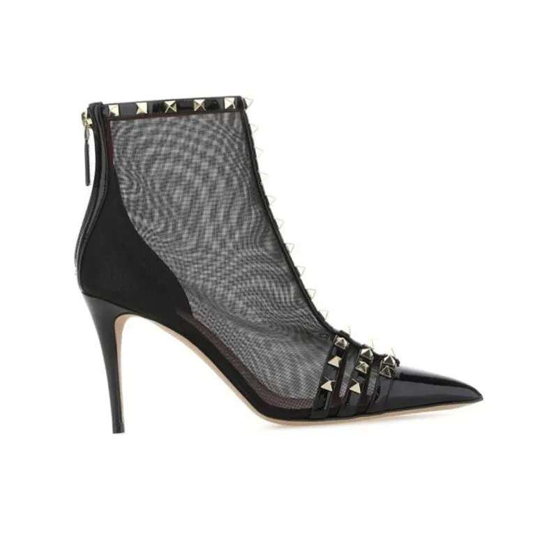 Valentino Rockstud Ankle Boots 10cm Women's Black-1