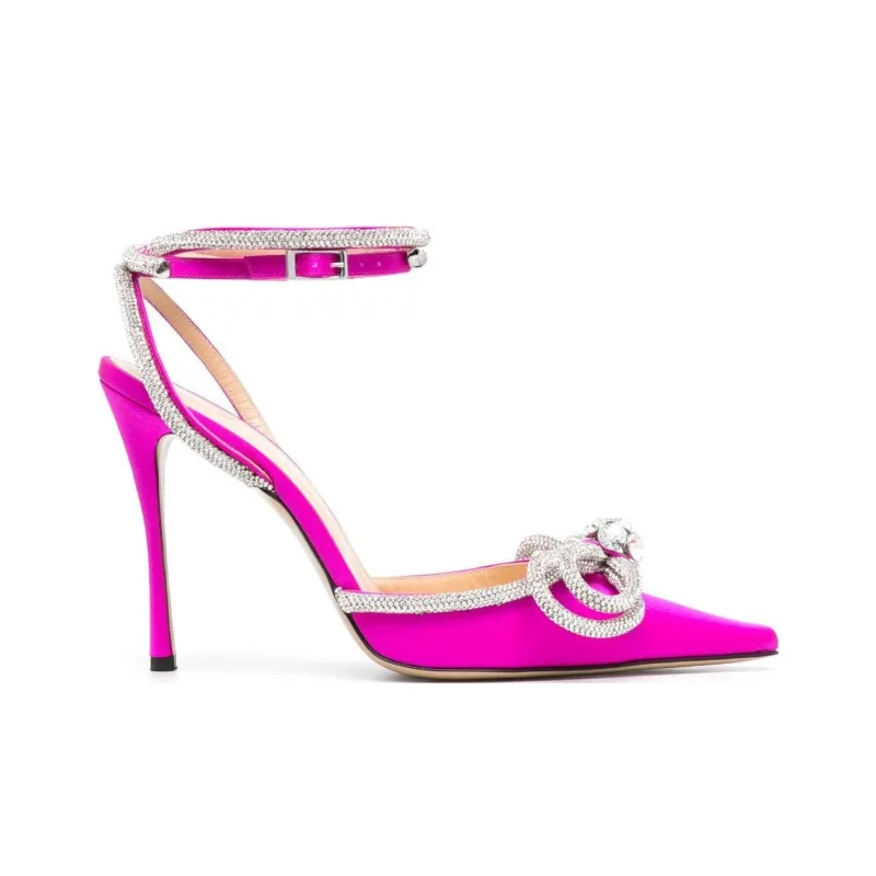 MACH & MACH Double Bow 105mm Satin Pumps-1