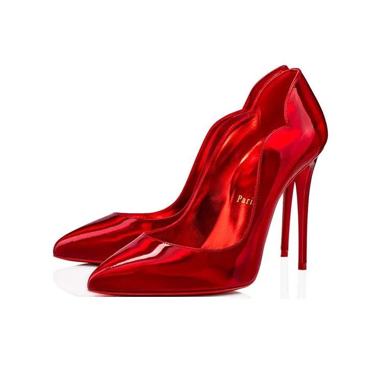 CL LUBOTING Hot Chick Slim Heel High Heels 10cm Women's Red-2