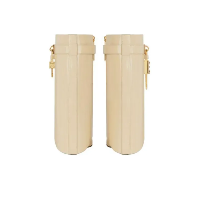 GIVENCHY Shark Lock Knee-high Boots 9cm Women's Linen Gold-3