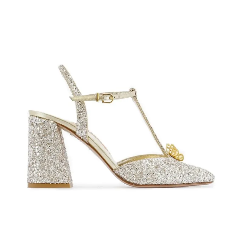 Sophia Webster Chunky Heel High Heels 8.5cm Women's Gold-1
