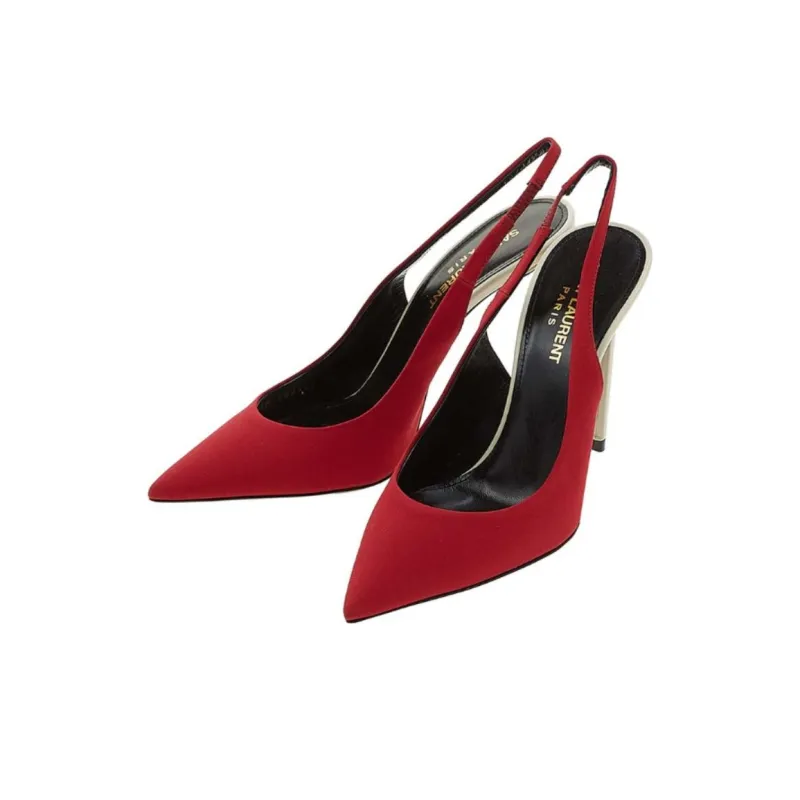 SAINT LAURENT Zoe Slim Heel High Heels 10cm Women's Dark Red-3