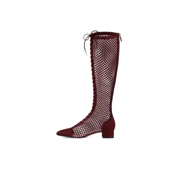 DIOR Naughtily-D Knee-high Boots Women's Burgundy