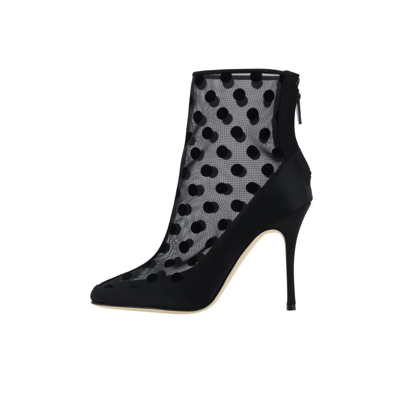 MANOLO BLAHNIK Mukinka Mesh Polka-dot Ankle Boots-0