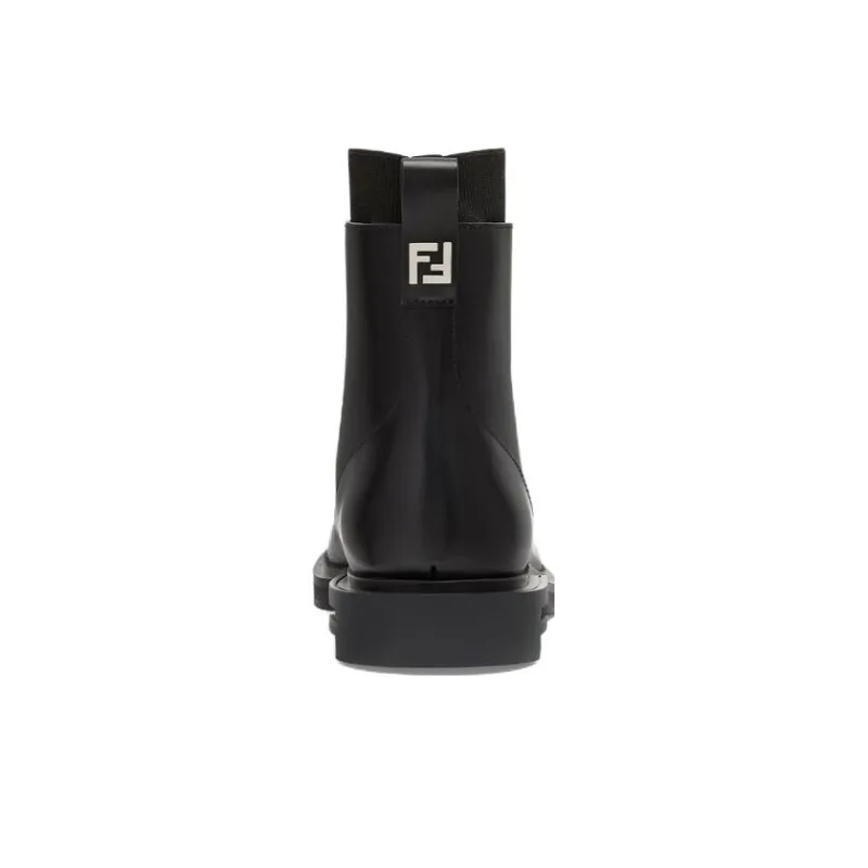 FENDI Frame Short Mid-Calf Martin Boot Men's Black-4