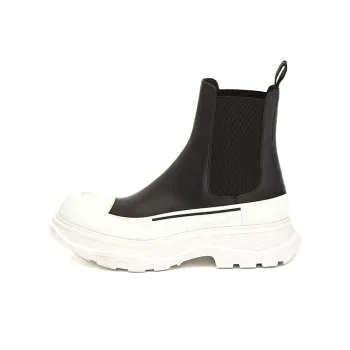 Alexander McQueen Chelsea Tread Ankle Boot Black White Women's