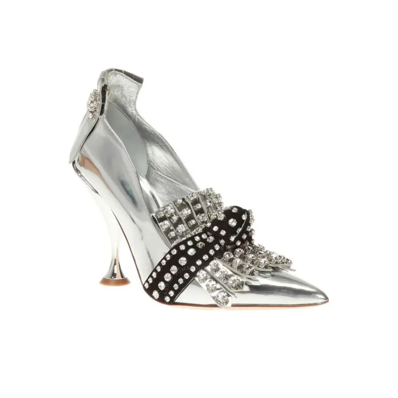 Burberry Kiltie High Heels Women's Silver-2