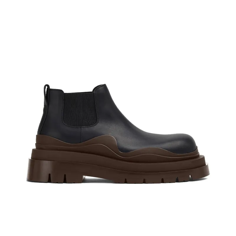 Bottega Veneta Tire Chelsea Ankle Length Chelsea Boots Men's Raven-1