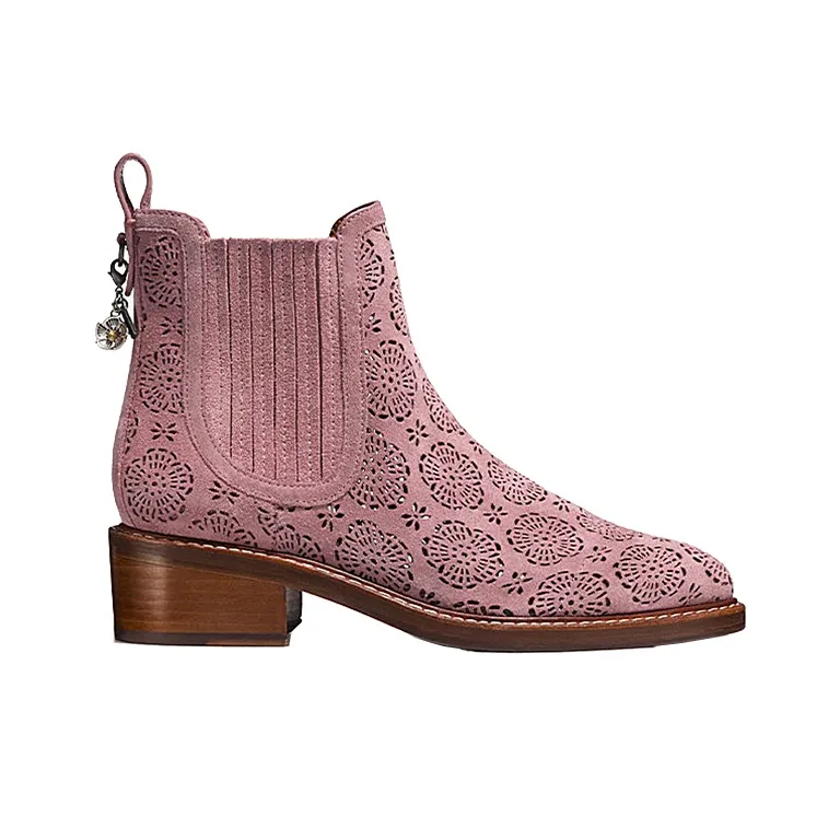 COACH Bowery Chelsea Ankle Boots Women's Gray Rose-1