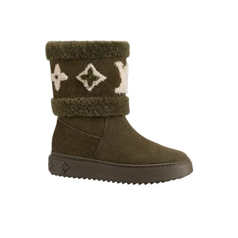 LOUIS VUITTON Snowdrop Wear-Resistant Coverage Crew Snow Boots Women's Brown-1