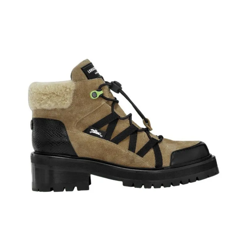 LONGCHAMP La Baroudeuse Ankle Boots Women's Linen-1