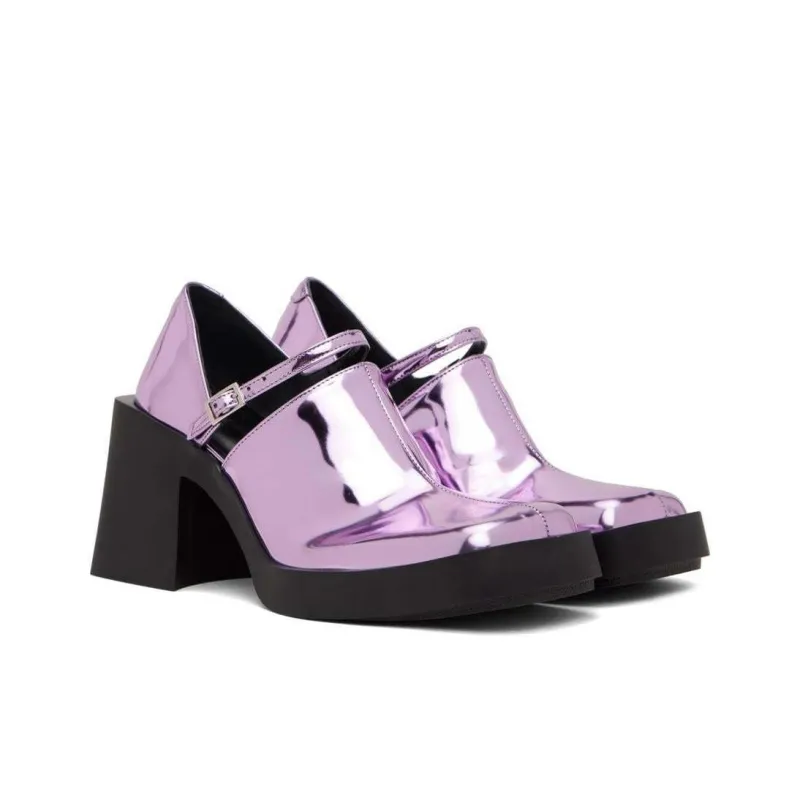 JUSTINE CLENQUET Kim Chunky Heel High Heels 8cm Women's Purple-3