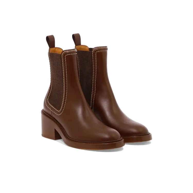 Chloe Short Chelsea Boots Women's Brown-2
