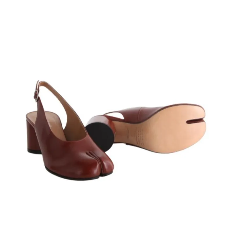 Maison Margiela Chunky Heel High Heels 7cm Women's Brown-4
