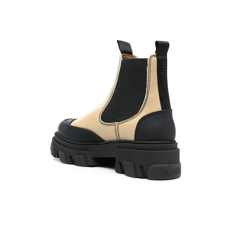 GANNI Two-tone Leather Ankle Boots-3