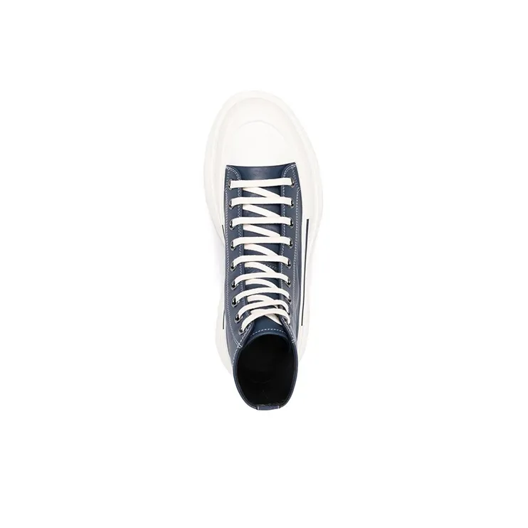 Alexander McQueen Tread Slick Lace Up Boot 'Navy Leather'-4