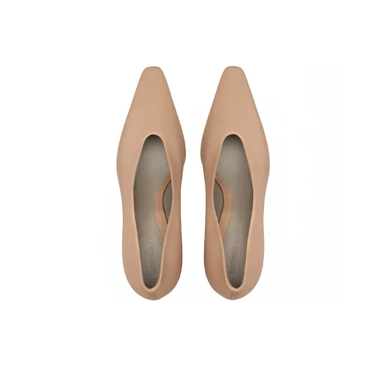 Bottega Veneta Almond Chunky Heel High Heels 8cm Women's Dance Shoes Pink-3