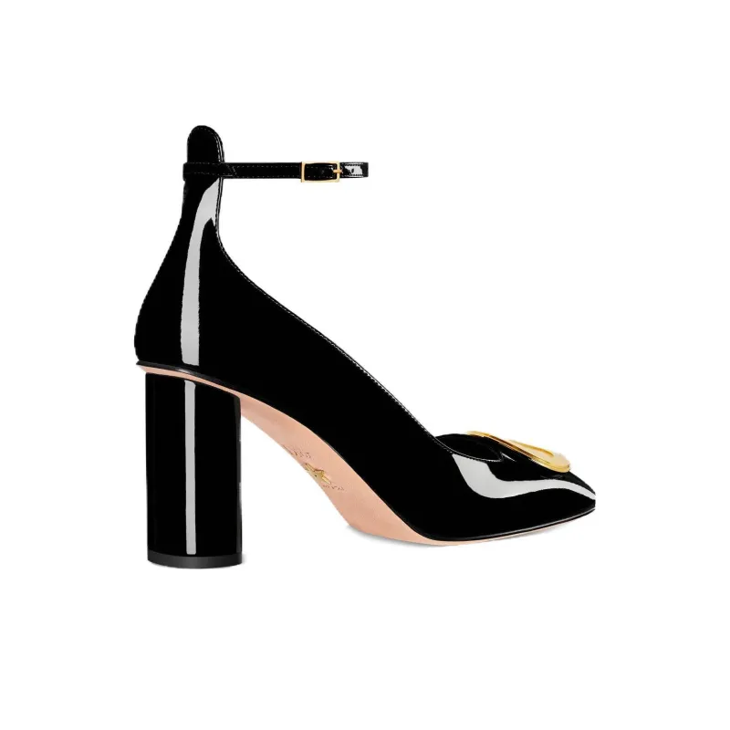 DIOR Chunky Heel High Heels 8cm Women's Black-2