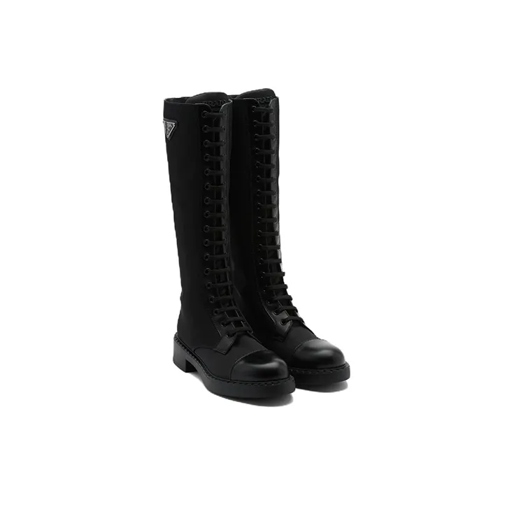 PRADA Women's Brushed Leather And Re-Nylon Boot 'Black'-2