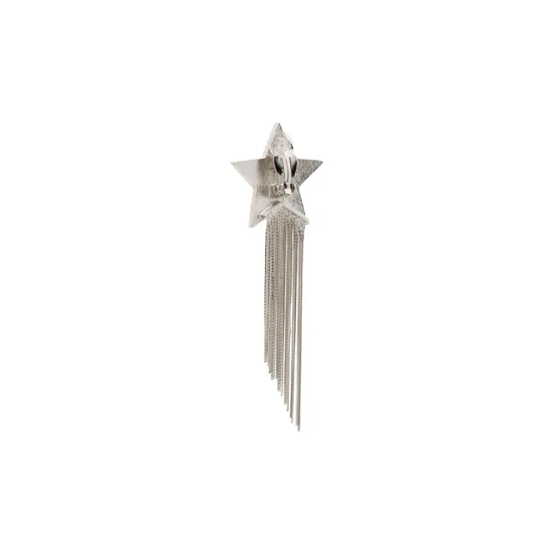 SAINT LAURENT Silver Metallic Shooting Star Tassel Drop Earrings-3