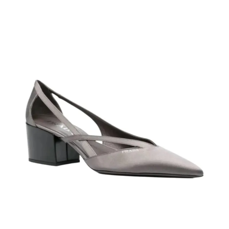 PRADA Chunky Heel High Heels 5.5cm Women's Gray-2
