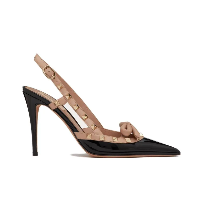 Valentino Gravani Rockstud Bow Pointed Toe Pumps-1