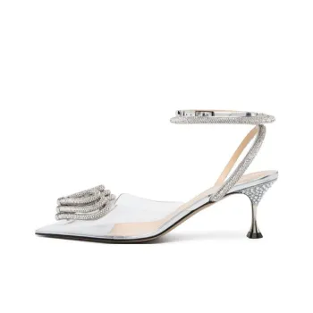 MACH & MACH Triple Heart Slim Heel High Heels 7.5cm Women's Silver