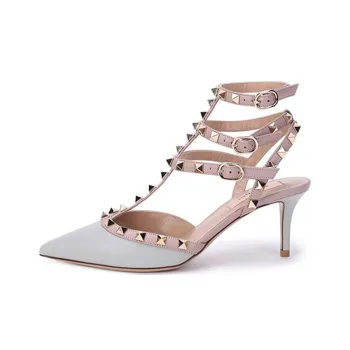 Valentino Rockstud Slim Heel High Heels Women's Gray Blue