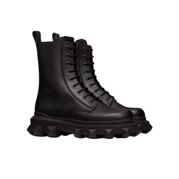 Valentino Trackstud Ankle Boots Men's Black-2