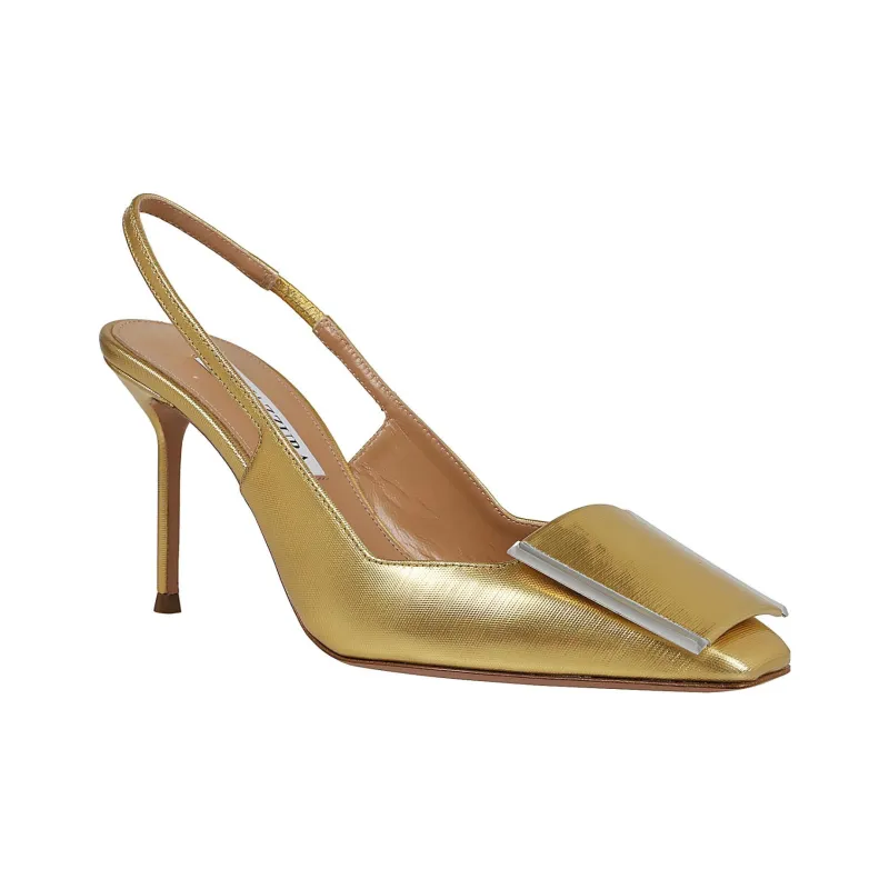 AQUAZZURA 100mm Metallic-leather Pumps-3