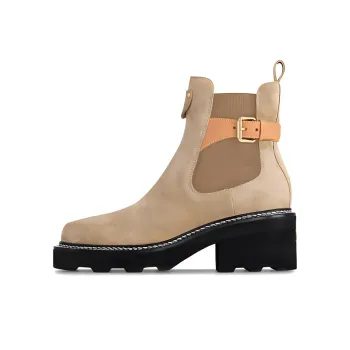 LOUIS VUITTON Beaubourg Short Chelsea Boots 4cm Women's Brown Black