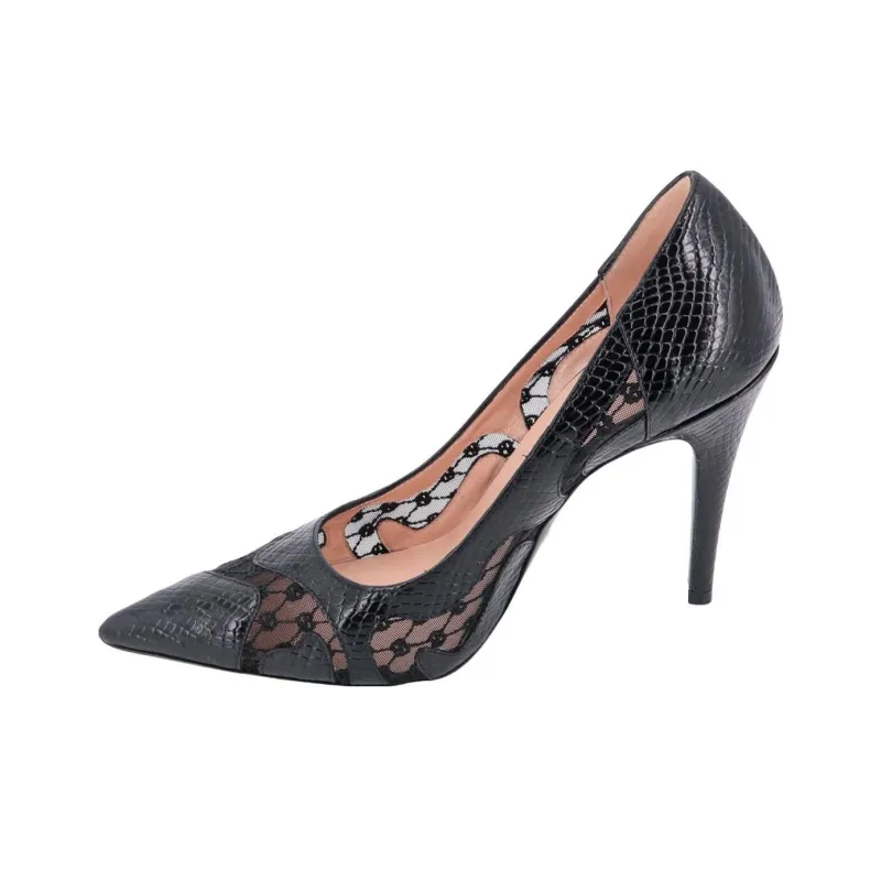 GUCCI 105mm Python-effect Pumps-0