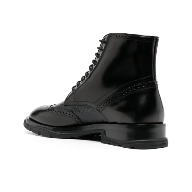 Alexander McQueen Low Block Heeled Lace Up Boots-3