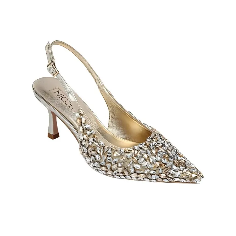 NICOLI Foligne Slim Heel High Heels 7cm Women's Gold-3