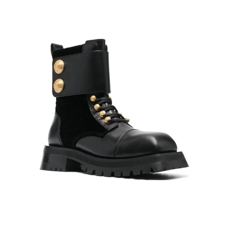 BALMAIN Embossed button Detail Ankle Boots-2
