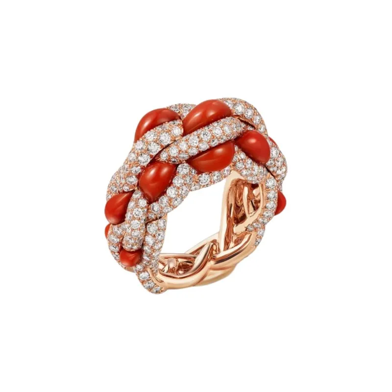 CARTIER Rose Gold Rings Unisex Red-1