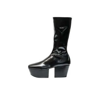 PRADA Knee High Boots 7cm Women's Black