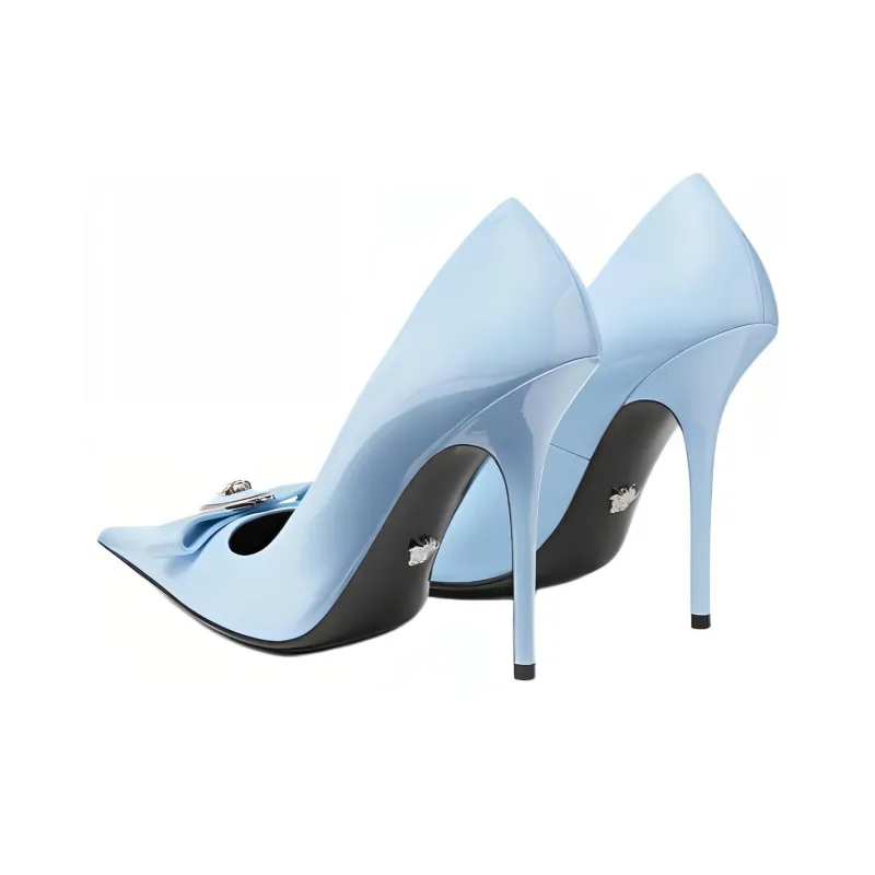 VERSACE Gianni Ribbon 120mm Leather Pumps-3