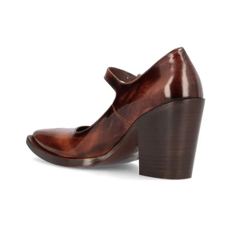 PRADA Chunky Heel High Heels Women's Brown-3