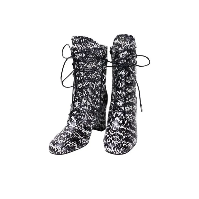 LONGCHAMP Ankle Boots Women's Black White-2