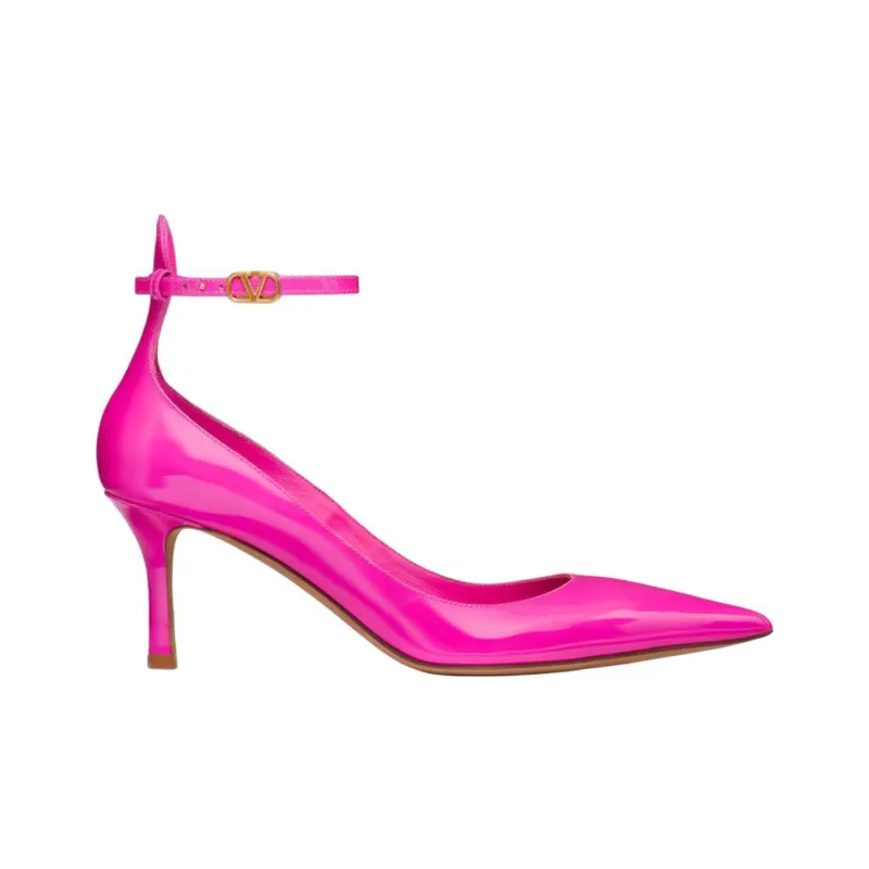 Valentino Tan Go GARAVANI Slim Heel High Heels 7cm Women's Pink-1