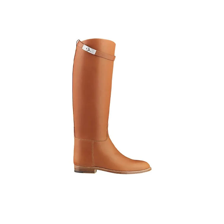 HERMES Kelly Knee high Boots Women's Brown-1