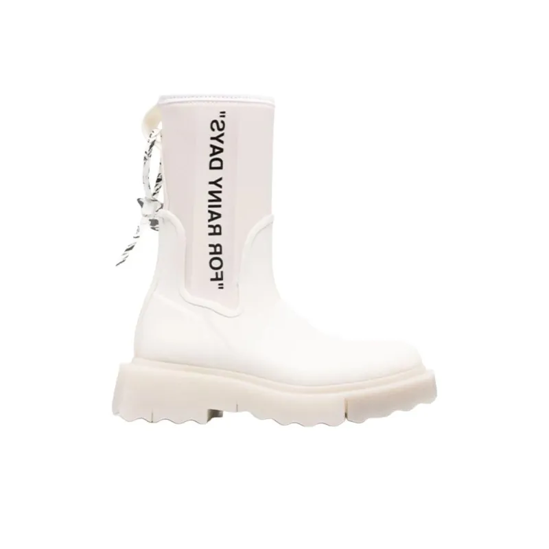 OFF WHITE 'For Rainy Days' Rain Boots White Women's-1