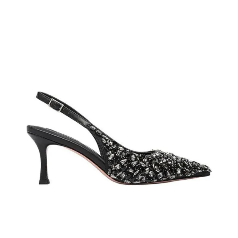 NICOLI Foligne Slim Heel High Heels 7cm Women's Black-1