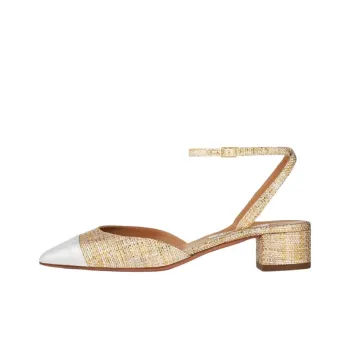 AQUAZZURA French Flirt Pumps Chunky Heel High Heels 3.5cm Women's Silver-Gold